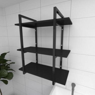 Imagem de Prateleira industrial para lavanderia aço cor preto prateleiras 30 cm 