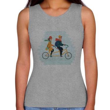Imagem de Regata Feminina Casal  Bicicleta - Foca na Moda, Cinza, GGG
