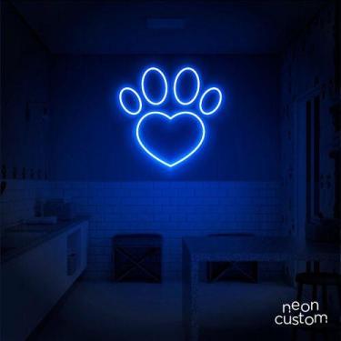 Imagem de luminaria letreiro Neon Led Amo Pets 60x60 luminoso decoração p/ selfi
