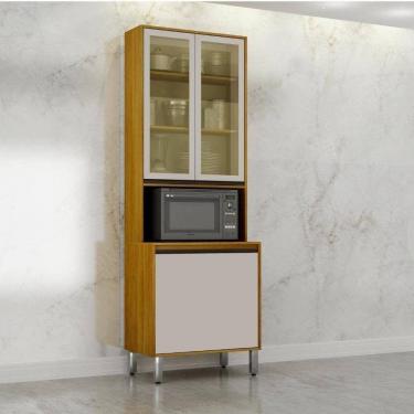 Imagem de Paneleiro Cristaleira 3 Portas Carolina Cinamomo/Off White