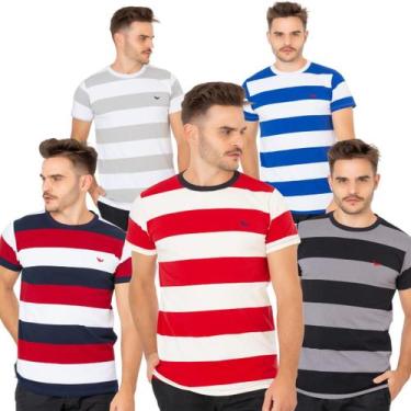 Imagem de 5 Camiseta Listrada Ridens Conforto e Classe Já, G, Cor ref, 7, 2, 12,