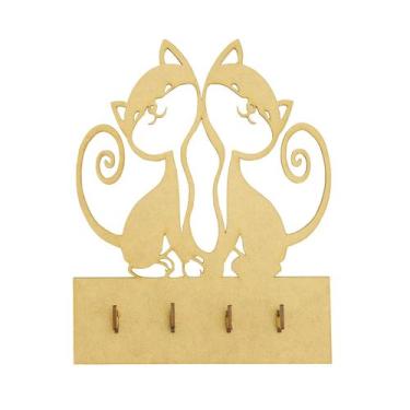 Imagem de Porta Chaves Modelo Gatos 19,5 x 25 Mdf Madeira - Atacadão do Artesana