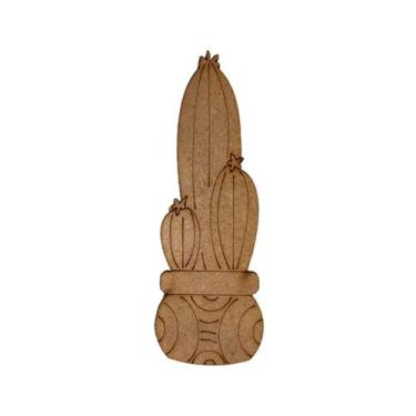 Imagem de Aplique Cacto M 10x3,4 Kit 10un Mdf Cru Madeira - ATACADÃO DO ARTESANA