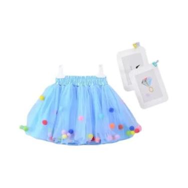 Imagem de Saia Tutu Infantil de Tule com Pompom - Vestido de Princesa para Menin
