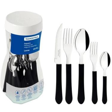 Imagem de Faqueiro Tramontina Jogo de Talher Inox Kit 20 Peças Leme, Preto