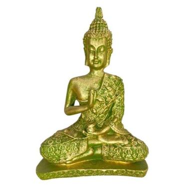 Imagem de Estatua Buda Hindu Dourado Bronze Prata Decoração Estante Escultura - 