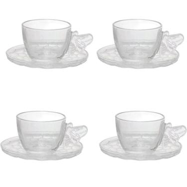 Imagem de Conjunto 4 Xícaras de Chá com Pires Bee Rainbow  200ml JGCH077 - Hauskraft