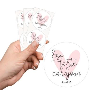 Imagem de 50 Etiquetas Adesivas  Seja Forte e Corajosa  Adesivos Recebidos  4Cm 