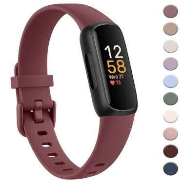 Imagem de AK Pulseira compatível com Fitbit Inspire 3 para mulheres e homens, pulseiras esportivas de substituição ajustáveis para Fitbit Inspire 3 Fitness Tracker (vinho vermelho)