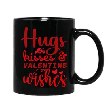 Imagem de SpreadPassion Caneca de café Hugs Kisses And Valentine Wishes, presente para namorado e namorada, ideia de presente de dia dos namorados, presente para marido e esposa, ideia de presente de