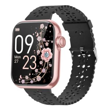 Imagem de Compatível com pulseiras de relógio inteligente AKUMAKA, pulseiras de substituição finas e ocas de renda de silicone de 22 mm compatíveis com relógio inteligente AKUMAKA G39, T90, 209DK (pulseira de