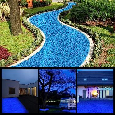 Imagem de Sasylvia 3000 peças que brilham no escuro rochas azuis que brilham no jardim pedras que brilham no escuro ao ar livre seixos para paisagismo passarela caminho quintal aquário aquário aquário planta decoração