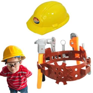Imagem de Jogo De Ferramentas Com Cinto REGULAVEL KIT Construtor Infantil E Capacete BRINQUEDO CRIANÇA ENGENHEIRO CARPINTEIRO MECANICO 9PÇS