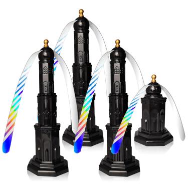 Imagem de 4 peças de ventiladores de moscas para mesas, ventilador repelente de moscas para manter as moscas longe, giratório portátil para piquenique, restaurante, festa, casa, churrasco (preto)