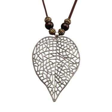 Imagem de Bjesinmo Colar de couro feminino longo boho pingente hippie colar boêmio corda de couro em camadas joias de madeira presentes, Couro sintético, Sem Pedra Preciosa