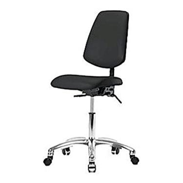 Imagem de Thomas Cadeira de vinil com altura de mesa 1163L38 com encosto médio e inclinação sem braços, base cromada, rodízios cromados, preta