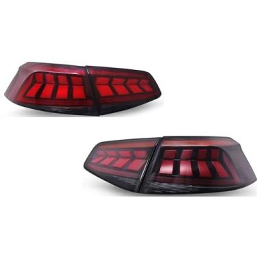 Imagem de Luz traseira de estilo de carro compatível com VW Passat B8 2015-2019 Europa Lâmpada traseira LED LED DRL Sinal de dínamo Freio Reverso Acessórios para automóveis(Red)