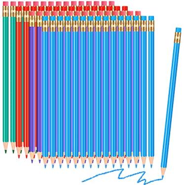 Imagem de Tatuo 60 lápis pré-afiados com apagador, caneta colorida apagável para testes de coloração de mapas, esboços, escola, escritório, edição, crianças, adultos, lembrancinhas, gradação (cor adorável)