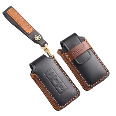 Imagem de HIBEYO Capa de chaveiro personalizável compatível com Mitsubishi Outlander Sport Eclipse Cross ASX Mirage RVR Lancer Fortis Ex acessórios chaveiros personalizados de couro genuíno - tipo A preto