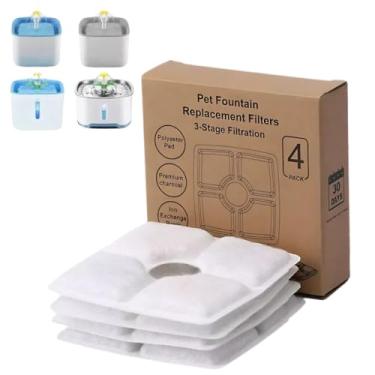 Imagem de Kit 4 Refil Filtro Quadrado Bebedouro Fonte De Água Pet Cães Gatos Esponjas de pré-filtro de reposição