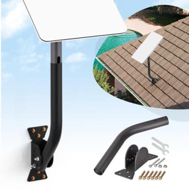 Imagem de SZSAUTO Suporte de poste J resistente para antena parabólica Starlink Internet Satellite Gen2 V2 - Kit de montagem de telhado de parede leve e resistente, ângulo ajustável, acessórios de suporte curto