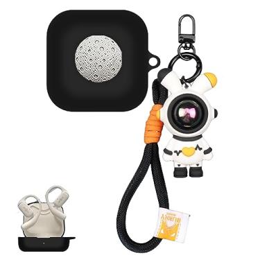 Imagem de SKPY Capa de astronauta fofa compatível com SHOKZ OpenFit, pingente de desenho animado legal de silicone macio com capa de chaveiro para meninos, meninas, mulheres, homens e adolescentes