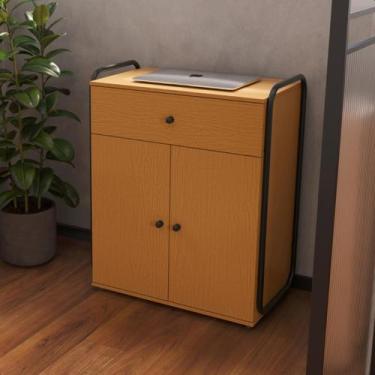 Imagem de Armário de Escritório 2 Portas com Gaveta Multiuso Criare Canela - Art