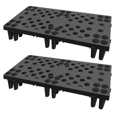 Imagem de 2 peças de paletes de plástico, paletes de piso de plástico leve à prova d'água para armazenamento no porão, almofada de armazenamento interligada aninhável com grades respiráveis para garagem,