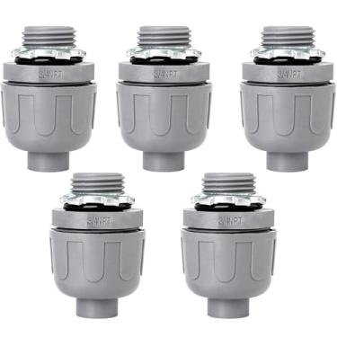 Imagem de Feotech Conector líquido apertado de 3/10.2 cm – Pacote com 5 acessórios de conduíte elétrico de PVC, conectores flexíveis retos de 180 graus para casa, cozinha e banheiro