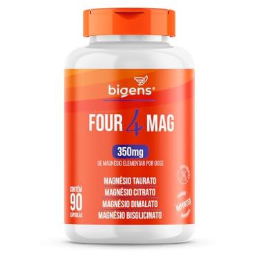 Imagem de Four Mag, 4 Magnésio (taurato, citrato, dimalato, bisglicinato), 350mg de Magnésio Elementar, 90 Cápsulas, Bigens