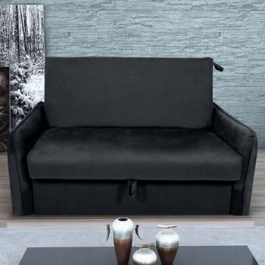 Imagem de Sofá Cama 2 Lugares Com Baú Swords Veludo Inca Preto
