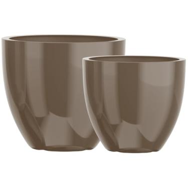 Imagem de Kit 2 Vasos Cachepot Fibra Vidro 57cm E 45cm Plantas Cores (Bronze)