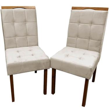 Imagem de Kit 2 Cadeiras Giulia em Linho Estofadas Boareto Cor Bege