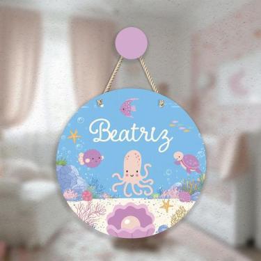 Imagem de Porta maternidade com aplique  Fundo do mar rosa - Papais Design, 3D -