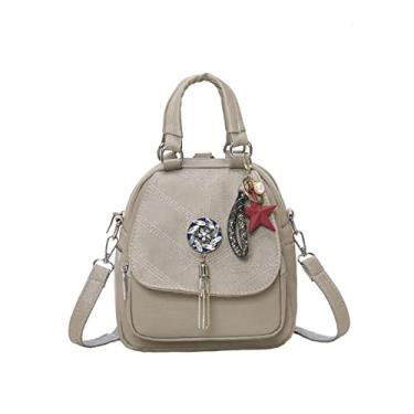 Imagem de Mochila feminina multifuncional bolsa de ombro feminina pequena bolsas femininas mochilas para meninas bolsa(Light Gray)