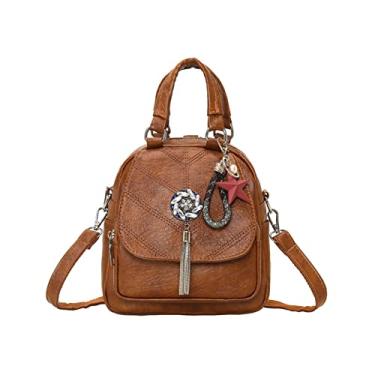 Imagem de Mochila feminina multifuncional bolsa de ombro feminina pequena bolsas femininas mochilas para meninas bolsa(Brown)