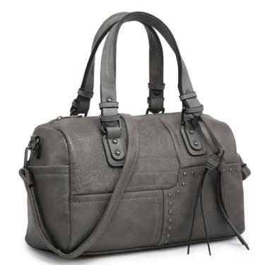 Imagem de Bolsa Barrel Dasein Soft Vegan Leather Large Hobo Grey Feminina