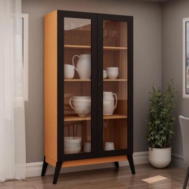 Imagem de Cristaleira Jamaica 2 Portas Cinamomo/Preto Fosco - Genialflex, Modern