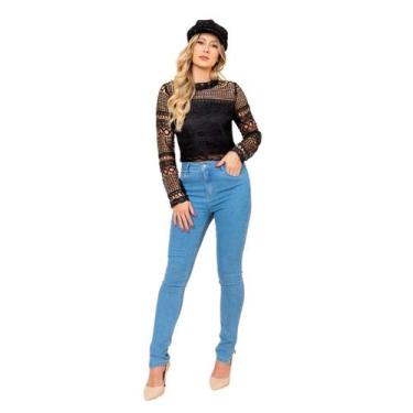 Imagem de Body manga longa de renda premium sml fashion, P, Preto