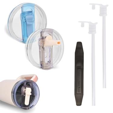 Imagem de Pacote com 2 tampas ProTour removíveis para copo Stanley de 1,134 g, com tampas Stanley à prova de vazamento, tampa de canudo flip para Stanley, tampas de copo sem derramamento, acessórios de copo