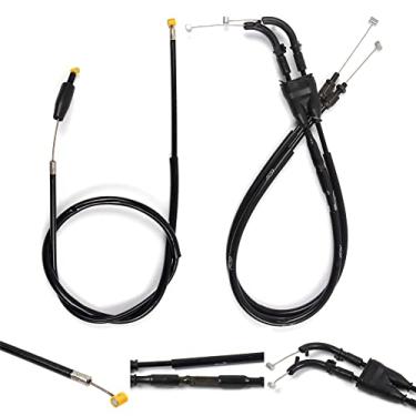 Imagem de zurio Cabo do acelerador e cabo de embreagem para Yamaha YZF R6 2006-2012 acessórios de substituição de motocicleta linhas de fio inoxidável borracha preta