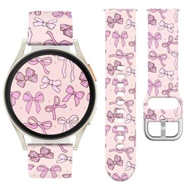 Imagem de Watbro Pulseira de relógio Bowknot compatível com Samsung Galaxy Watch 7/FE/6/5/4 com pingentes, pulseira esportiva de silicone macio de 20 mm para relógio inteligente Vivoactive 5/Vivoactive 3
