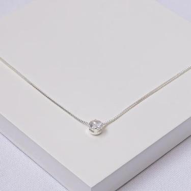 Imagem de Colar Folheado a Prata Ponto de Luz Zircônia Caixa Alta - Ralifla Semi