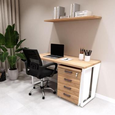 Imagem de Mesa Escrivaninha Industrial 135cm c/ Gaveteiro 4 Gavetas F5 - F5 Offi