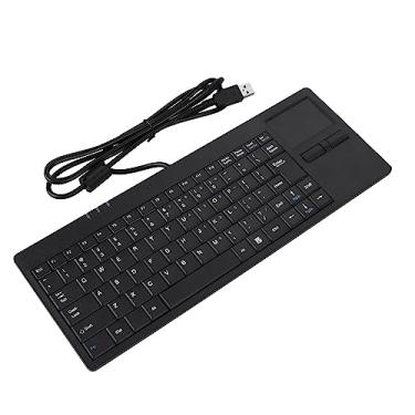 Imagem de Teclado de Touchpad USB Com Fio Com Porta de Cubo - 86 Key Ultra Thin Mini Teclado para Notebook e Mesa - Operação Silenciosa e Design Compacto
