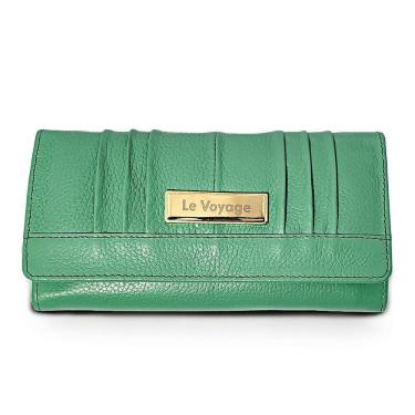 Imagem de Carteira Grande Feminina De Couro Cheque Cartões Documentos