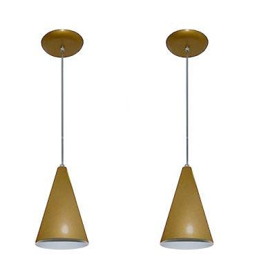 Imagem de Kit com 02 Luminárias Pendente Modelo Cone - Ideal para Cabeceira de cama, bancada (Dourado)