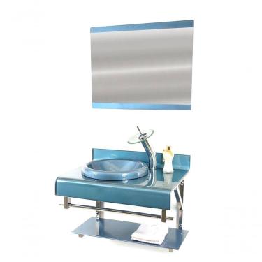 Imagem de Gabinete Vidro Banheiro Estilo Choppin Full Inox Cores Cor: azul; Tamanho:40cm X 40cm