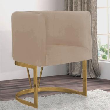 Imagem de Poltrona Cadeira Aurora Luxo Confort Industrial Ferro Dourado Veludo Marrom Capuccino - Ahz Móveis