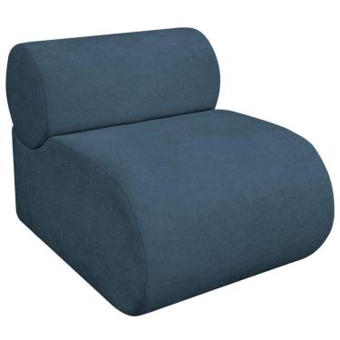 Imagem de Poltrona Decorativa Orgânica Escritório Recepção Sala Virgínia Linho - Amarena Móveis Cor Azul Royal